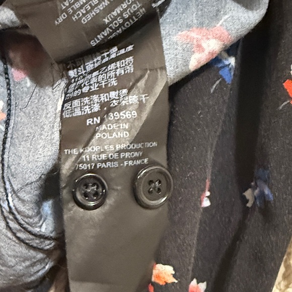 The Kooples Black Button Up Shirt with Red and Blue Floral Design - Picture 9 of 11